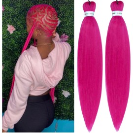 Magenta Pink Pre streched Braiding Hair Easy to Use Pre feathered Braiding Hair