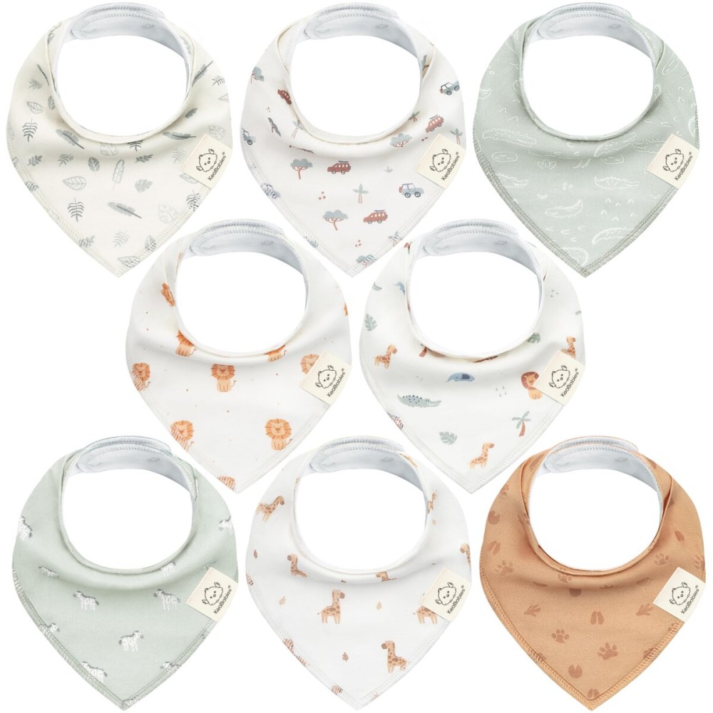 KeaBabies 8-Pack Organic Baby Bandana Bibs for Boys, Girls - Super Absorbent Triangle Baby Bibs for Drooling and Teething Infant, 100% Cotton Extra Soft for Newborn, Infant 0-36 Months (Wilderness)