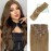 LORIEN Clip in Hair Extensions Real Human Hair, 16 Inch 90g, 6 Medium Brown, Clip in 100% Brazilian Remy Human Hair Extensions 8pcs Per Set with 18 Clips Double Weft