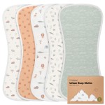 Organic Burp Cloths Baby Boy & Girl - 5-Pack Super Absorbent Cotton Burping Cloths for Babies, Soft & Plush Newborn Spit Up Rags, Infant Towels for Milk Spit Up, Unisex, Large 21 x 10 (Wilderness)
