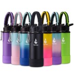 Farsea Insulated Water Bottle With Paracord Handle, Protective Silicone Boot and 2 Lids (Straw Lid & Spout Lid), Stainless Steel Water Bottle Wide Mouth, Double Wall Sweat-Proof BPA-Free,12 oz