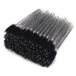 Tbestmax 100 Pcs Disposable Mascara Wands, Crystal Eyebrow Spoolies Brush for Eyelash Extensions, Black Lash Brushes