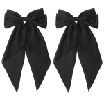 SUSULU Black Ribbon Bow Hair Clips with Long-Tail - Party Hairpins and Accessories for Women and Girls, 2pcs