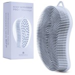 MainBasics Silicone Body Scrubber - Dual-Sided Shower Scrubber with Massage Nodes, Silicone Loofah Alternative for Deep Clean (Frosted Sky, Massage)