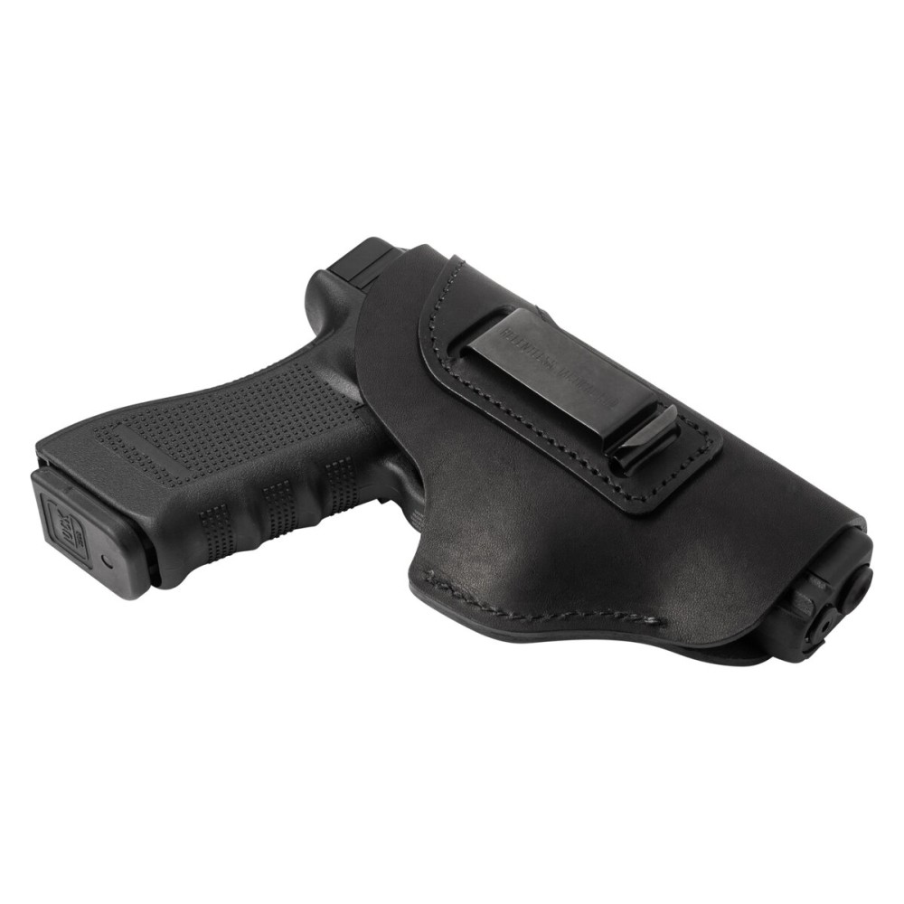 USA Made | Leather Holster for Concealed Carry | The Defender 2.0 | IWB Gun Holsters for Men & Women | Fits 9mm, 380, 40 or .45 incl. Glock 17 19 26 43 45 | Large Black Right Handed