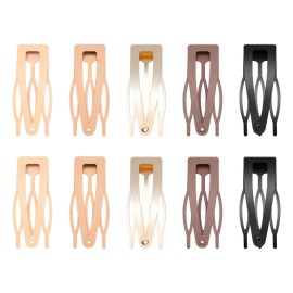10 Pcs Double Grip Hair Clips, Sightor Metal Snap Hair Clips Hair Barrettes for Women Hair Making Salon Supplies Hair Accessories (Black, Brown, Beige, Khaki, Gold)