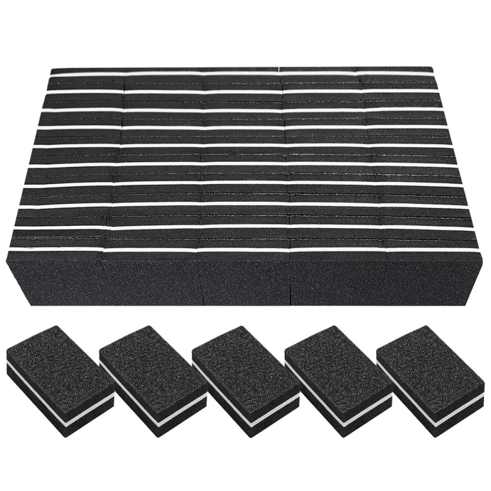 Nail Buffers (50 Pack), mini Buffer Block Nail File for Acrylic Nails and Natural Nails, 100/180 Grit Nail Buffer Block Bulk Buffing Blocks for Nail Buff Professional Manicure File Blocks Set Black