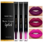 MAKI YIKA 3Pcs Matte Liquid Lipstick Set, Purple Plum Pink Lipstick Long Lasting Smudge Proof Non Transfer Lip Makeup (Purple+Plum+Pink)