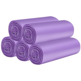 5 Rolls Small Trash Bags - 100 Counts Durable 4 Gallon Small Garbage Bags for home office kitchen Bathroom Bedroom Trash Can linersPurple