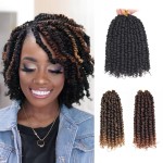 Leeven 8 Inch Passion Twist Crochet Hair 8 Packs (6 Packs 1B+1 Pack T27+1 Pack T30) Short Bomb Pre-Twisted Passion Twist Mixed 3 Color Combo Pack Synthetic Hair For Women Kids