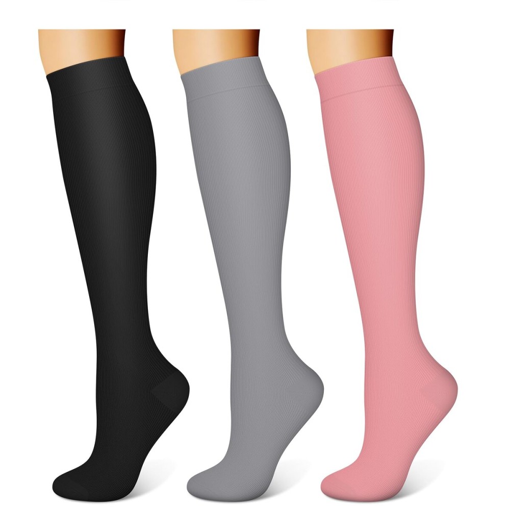 WITHYOU 3 Pairs Compression Socks for Women & Men 15-20 mmHg,Best Support for Nurses Running Hiking
