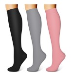 WITHYOU 3 Pairs Compression Socks for Women & Men 15-20 mmHg,Best Support for Nurses Running Hiking