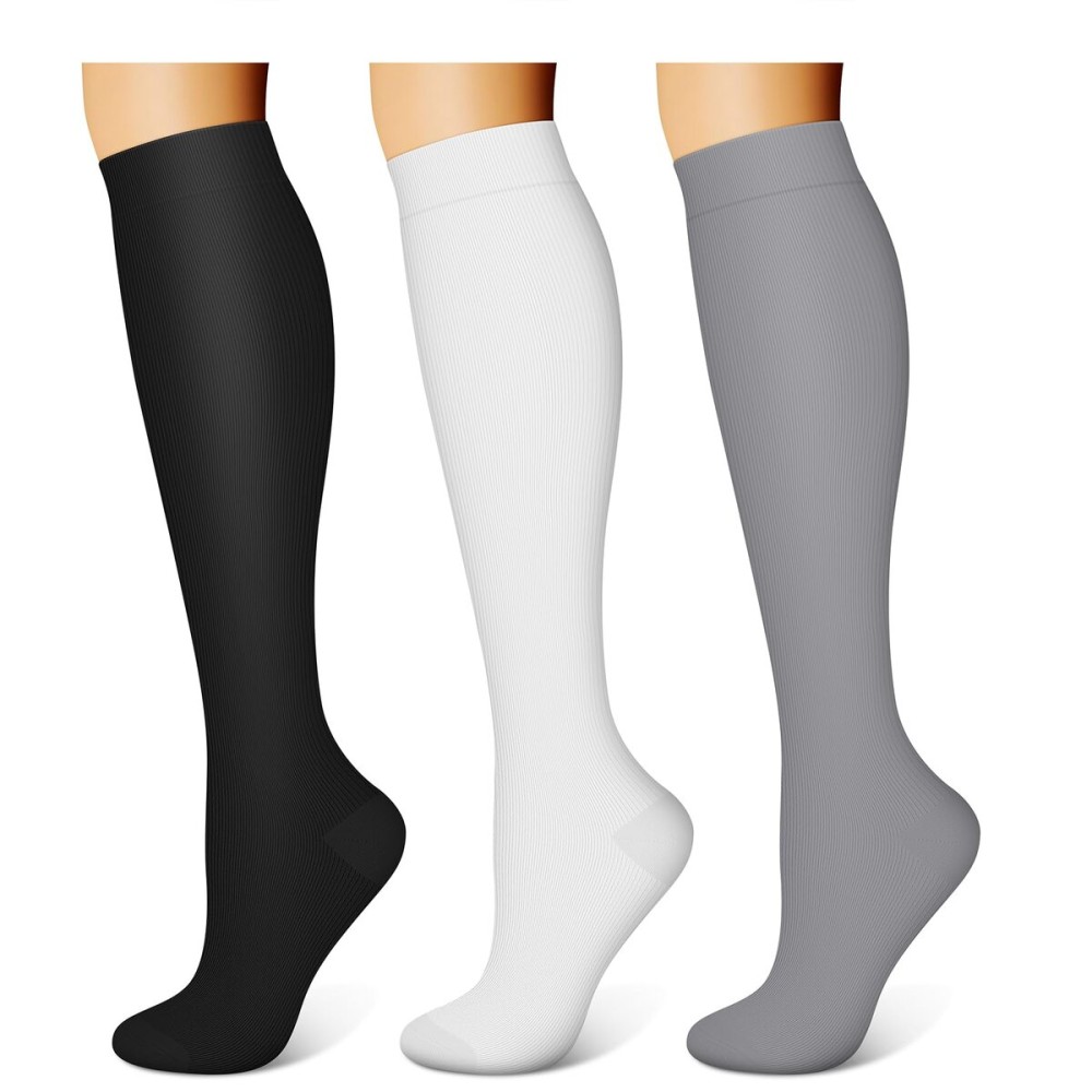 WITHYOU 3 Pairs Compression Socks for Women & Men 15-20 mmHg,Best Support for Nurses Running Hiking
