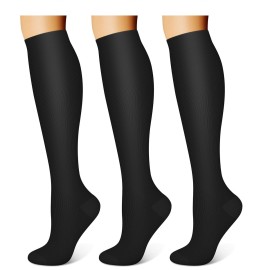 WITHYOU 3 Pairs Compression Socks for Women & Men 15-20 mmHg,Best Support for Nurses Running Hiking