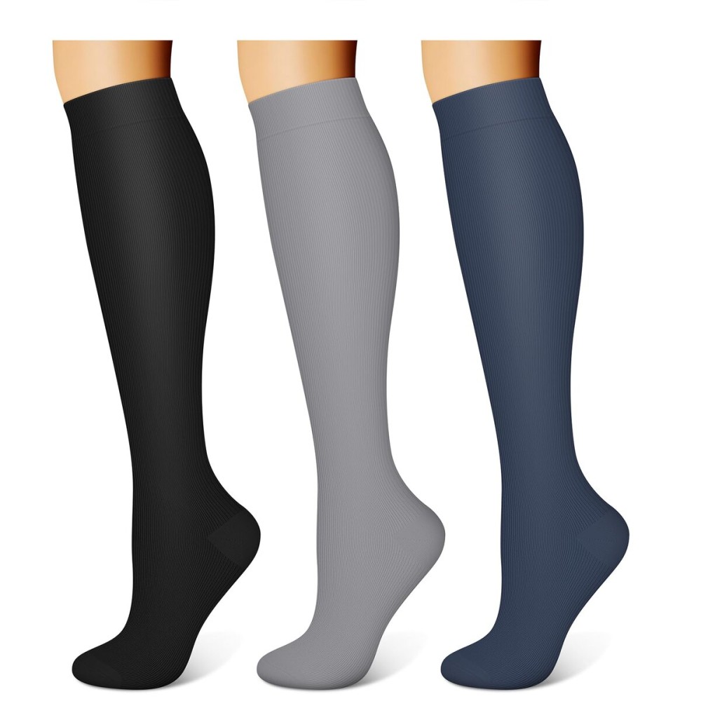 WITHYOU 3 Pairs Compression Socks for Women & Men 15-20 mmHg,Best Support for Nurses Running Hiking