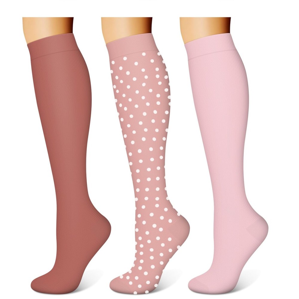 WITHYOU 3 Pairs Compression Socks for Women & Men 15-20 mmHg,Best Support for Nurses Running Hiking