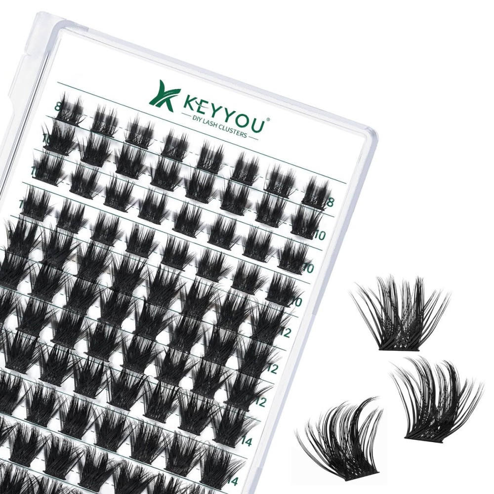 Lash Clusters 96pcs Individual Lashes Y22 D Curl 8-18MIX Eyelash Clusters KEYYOU Volume Wispy Lash Extension Soft&Comfortable Easy DIY at Home(Y22,D-8-18MIX)