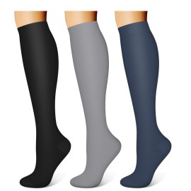 WITHYOU 3 Pairs Compression Socks for Women & Men 15-20 mmHg,Best Support for Nurses Running Hiking
