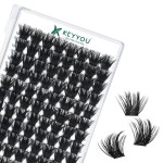 Lash Clusters 96pcs Individual Lashes D Curl 16mm Eyelash Clusters KEYYOU Volume Wispy Lash Extension Soft&Comfortable Easy DIY at Home(Y22,D-16mm)