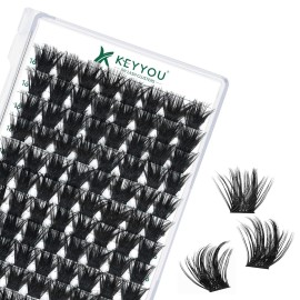 Lash Clusters 96pcs Individual Lashes D Curl 16mm Eyelash Clusters KEYYOU Volume Wispy Lash Extension Soft&Comfortable Easy DIY at Home(Y22,D-16mm)