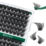 Lash Clusters 96pcs Individual Lashes D Curl 14mm Eyelash Clusters KEYYOU Volume Wispy Lash Extension Soft&Comfortable Easy DIY at Home(Y24,D-14mm)