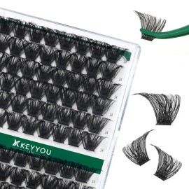 Lash Clusters 96pcs Individual Lashes D Curl 14mm Eyelash Clusters KEYYOU Volume Wispy Lash Extension Soft&Comfortable Easy DIY at Home(Y24,D-14mm)