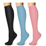 WITHYOU 3 Pairs Compression Socks for Women & Men 15-20 mmHg,Best Support for Nurses Running Hiking
