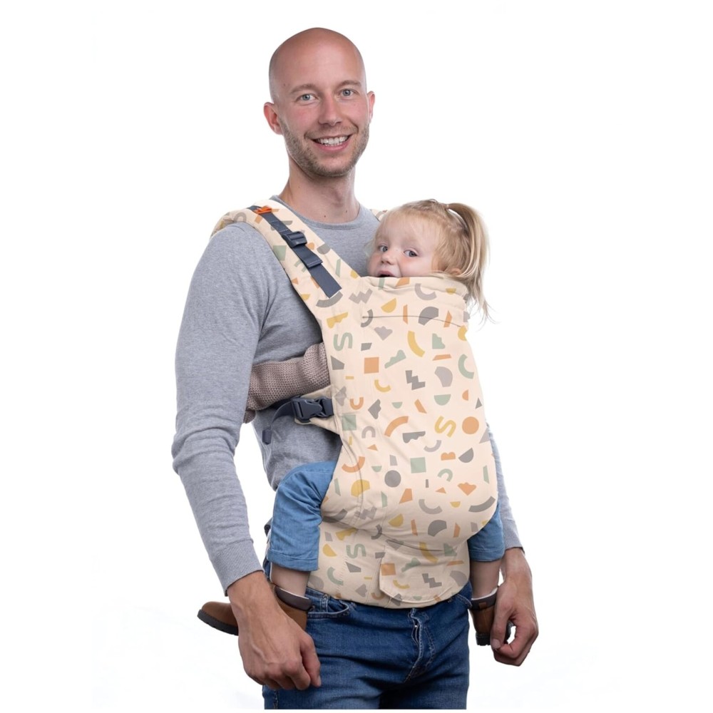 Beco Baby Carrier Toddler Carrier with Extra Wide Seat, 100% Cotton Toddler Carrying Backpack Style & Front-Carry, Lightweight & Breathable Child Carrier, Sling Carrier 20-60 lbs (Geometric)