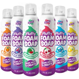 Tub Works Fluffy Foam Soap, Variety 6 Pack | Shape, Mold & Create Bath Art with Soft Bath Foam for Kids | Gentle, Cleansing Kids Bath Soap | Easy-to-Use Spray Nozzles | Fruity, Fun Bath Colors