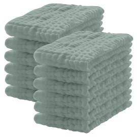 Lovely Care 12 Pack Muslin Burp Cloths 100% Cotton Muslin Cloths Large 20\'\'x10\'\' Extra Soft and Absorbent Baby Burping Cloth - Green