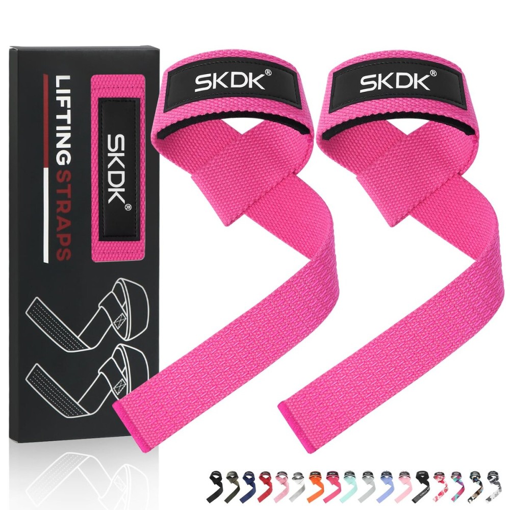 SKDK Cotton Hard Pull Wrist Lifting Straps Grips Band-Deadlift Straps with Neoprene Cushioned Wrist Padded and Anti-Skid Silicone - for Weightlifting, Bodybuilding, Xfit, Strength Training