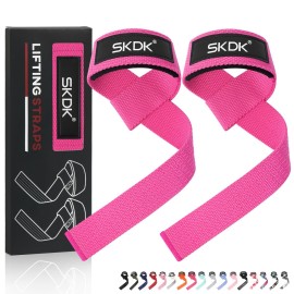 SKDK Cotton Hard Pull Wrist Lifting Straps Grips Band-Deadlift Straps with Neoprene Cushioned Wrist Padded and Anti-Skid Silicone - for Weightlifting, Bodybuilding, Xfit, Strength Training