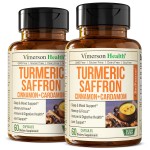 Saffron Supplements - 89mg Saffron Extract and 1000mg Tumeric Blend - Turmeric Supplement with Ceylon Cinnamon and Cardamom for Mood, Memory & Eye Health - Joint Supplements for Women & Men - 2 Pack
