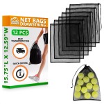 12Pcs Mesh Laundry Bags for Delicates - 13x15.5 inch Black Drawstring Bag Washable Laundry Bag Mesh Stuff Sack Nylon Mesh Bag - Sports Equipment Bag Cloth Bags Drawstring Backpack Organizer Small Mesh