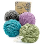 Spongentle Premium Deep Cleansing Loofah Sponge for Radiant Skin, Pack of 4, Bath and Shower, Exfoliating Body Scrubber, Beautiful Colors for Women and Men