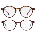 Gleyemor Blue Light Glasses for Men Women, Vintage Round Blue Light Blocking Computer Screen Glasses (Tortoise+Brown)