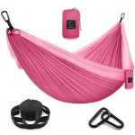 Camping Hammock Double & Single Portable Hammock with Tree Straps, Lightweight Nylon Parachute Hammocks Camping Accessories Gear for Indoor Outdoor Backpacking, Travel, Hiking, Beach