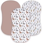 AMROSE 3 Pack Heavenly Soft Bassinet Sheets for Baby Universal Fitted for Various Cradle and Bassinet Mattress Pad, Silk Touch Gentle Breathable Microfiber, Alpaca & Feather