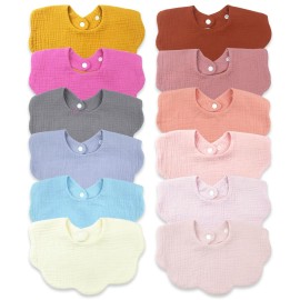 DOSMINE Muslin Baby Bibs for Drooling and Teething Newborn Drool Bibs for Baby Girl Boy (Colorful)