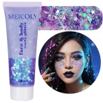 MEICOLY Light Purple Hair Glitter,Chameleon Purple Mermaid Face Glitter,Glitter Face Paint for Halloween,Mardi Gras Outfit for Women,Rave Glitter Makeup Sparkle Chunky Glitter for Women,50ml