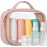 PACKISM TSA Approved Toiletry Bag with Bottles - Travel Essentials 8 Pack Leakproof 3.4oz Silicone Travel Bottles for Toiletries, Shampoo Conditioner Lotion Body Wash BPA Free, Pink