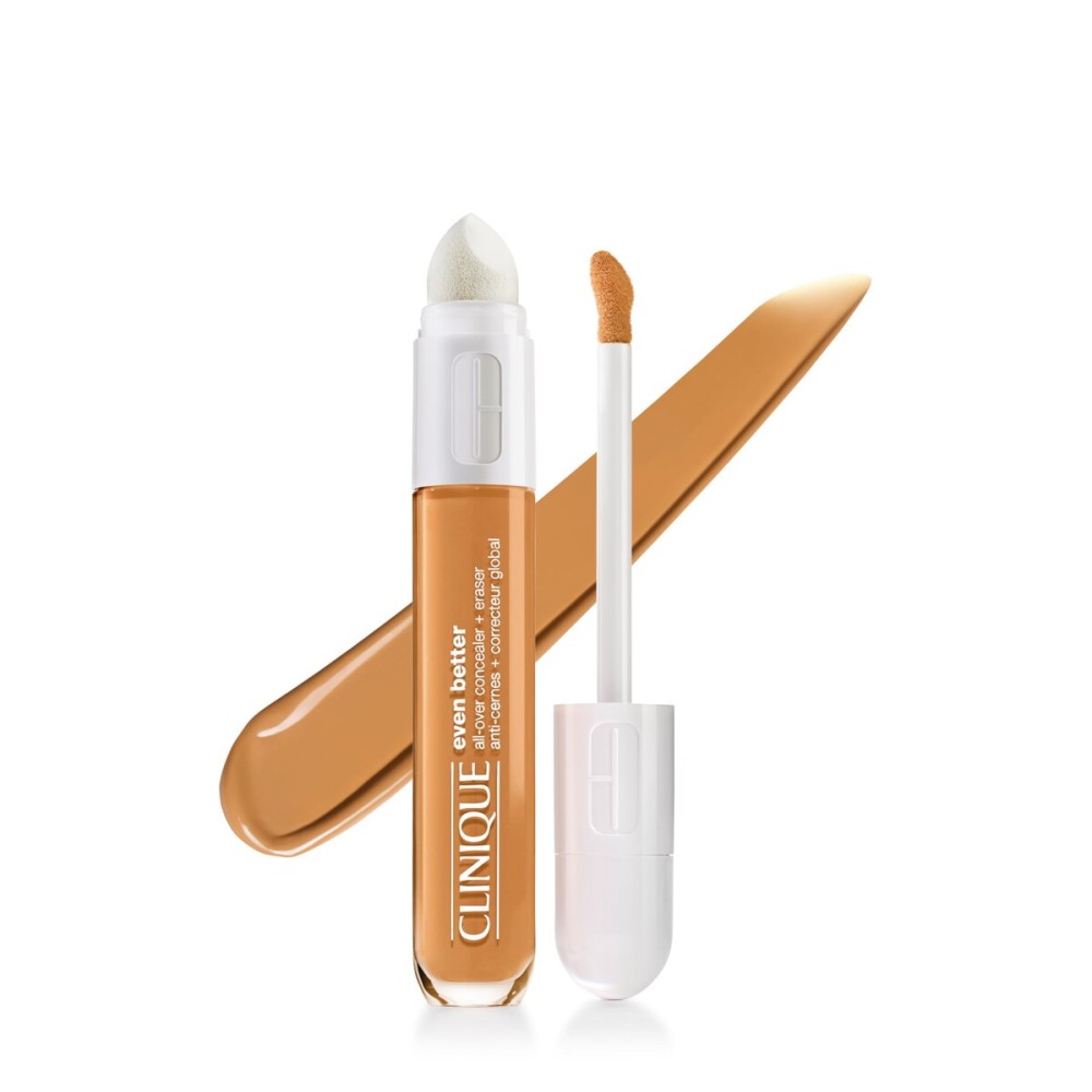 Clinique Even Better All-Over Full Coverage Concealer + Eraser Makeup For Dark Undereye Circles | With Hyaluronic Acid + Caffeine | Hydrating, Brightening + Depuffing, Ginger, 0.2 Fl Oz