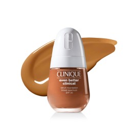 Clinique Even Better Clinical Serum Liquid Foundation SPF 25 With Vitamin C, Salicylic Acid + Hyaluronic Acid For Combination to Oily Skin Types | Full Coverage + Matte Finish, Amber, 1 Fl Oz