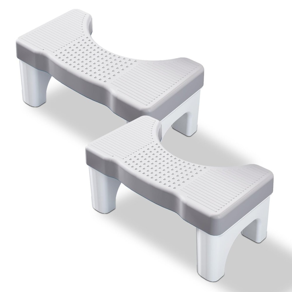 Kzeirm Toilet Potty Stool for Adults, 7 Heavy Duty Plastic Squatting Poop Foot Stool, Bathroom Non-Slip Toilet Assistance Step - Healthy Gifts for Kids Seniors, 2 Pack