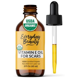 Organic Vitamin E Oil for Scars - All Natural & Vegan Skin Moisturizer 2.02oz - Light & Unscented Great for Scars After Surgery - Reduce Wrinkles, Anti Aging, Lighten Dark Spots -Face, Skin & All Over