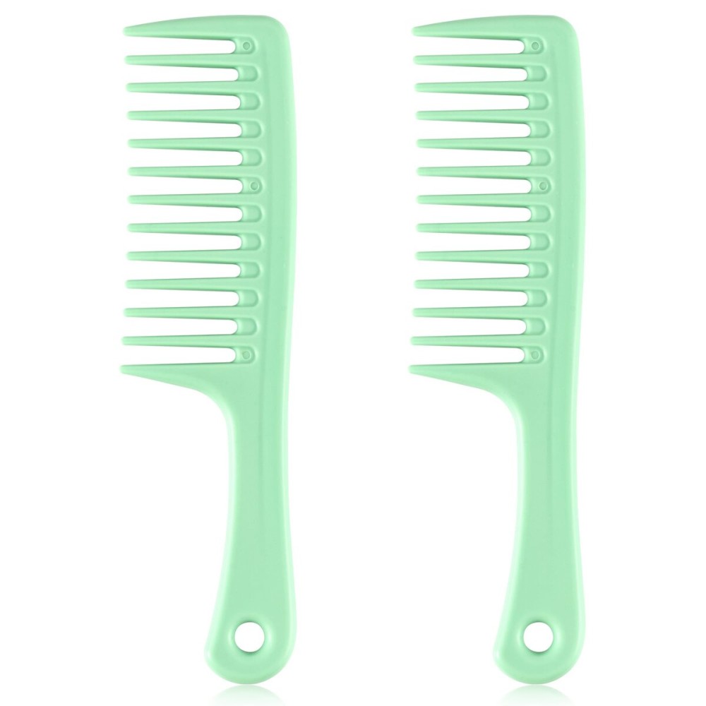 HYOUJIN Two Set Large Wide Tooth Comb - Detangling Wet or Dry Hair, Shower Comb for Women, Men, Curly, Long Hair, Green