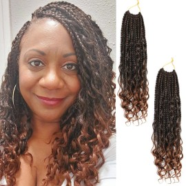 FIRSTCYH HAIR Crochet Box Braids - Boho, Goddess, Modern - 14 Inch - 1B/30 - Synthetic - Lightweight, No Shedding, Tangle Free - Curly - Wavy - Sew-In Installation