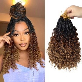 Goddess Box Braids Crochet Hair With Curly Ends 8 Inch Bohomian Box Braids Crochet Braids 8 Packs 3X Crochet Braids Synthetic Braiding Hair Extension for Black Women (8 Inch (Pack of 8), T1B-33-30)