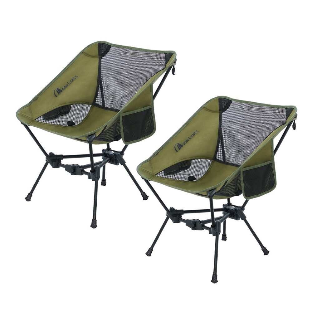MOON LENCE 2 Pack Portable Camping Chairs Backpacking Chair - The 4th Generation Ultralight Folding Chair - Compact, Lightweight Foldable Chairs for Hiking Mountaineering, Beach (Green- 2 Pack)