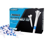 CHAHMPKEY Premium 3-Prong Plastic Golf Tees 3-1/4 120 or 100 Pack- 40% Reduced Ball Contact with High Stability and Long Distance Performance Golf Tees Plastic(100 Assorted Pack - 2-3/4)